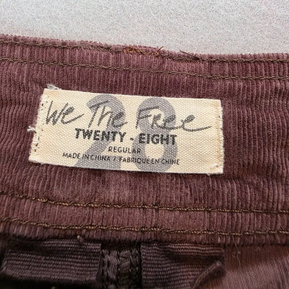 We the Free by Free People Brown Academia Corduroy Mini Skirt Button Front sz 28 - Picture 5 of 10